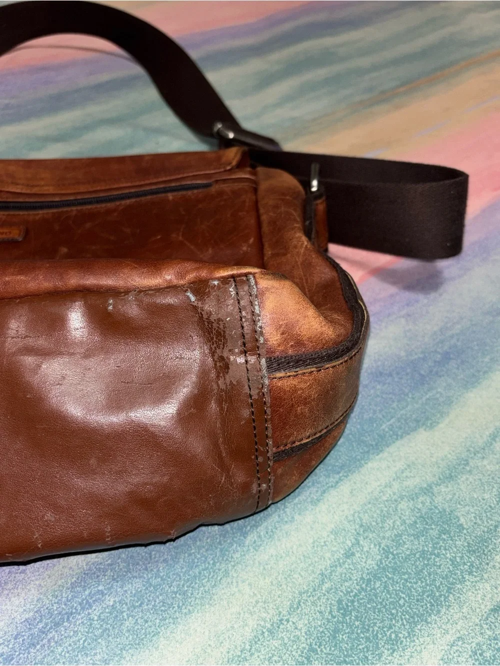 Fossil Leather Messenger Briefcase Work Laptop Bag